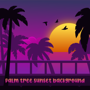 Palm tree sunset background 2d game asset