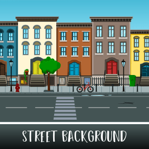 Street background 2D game asset